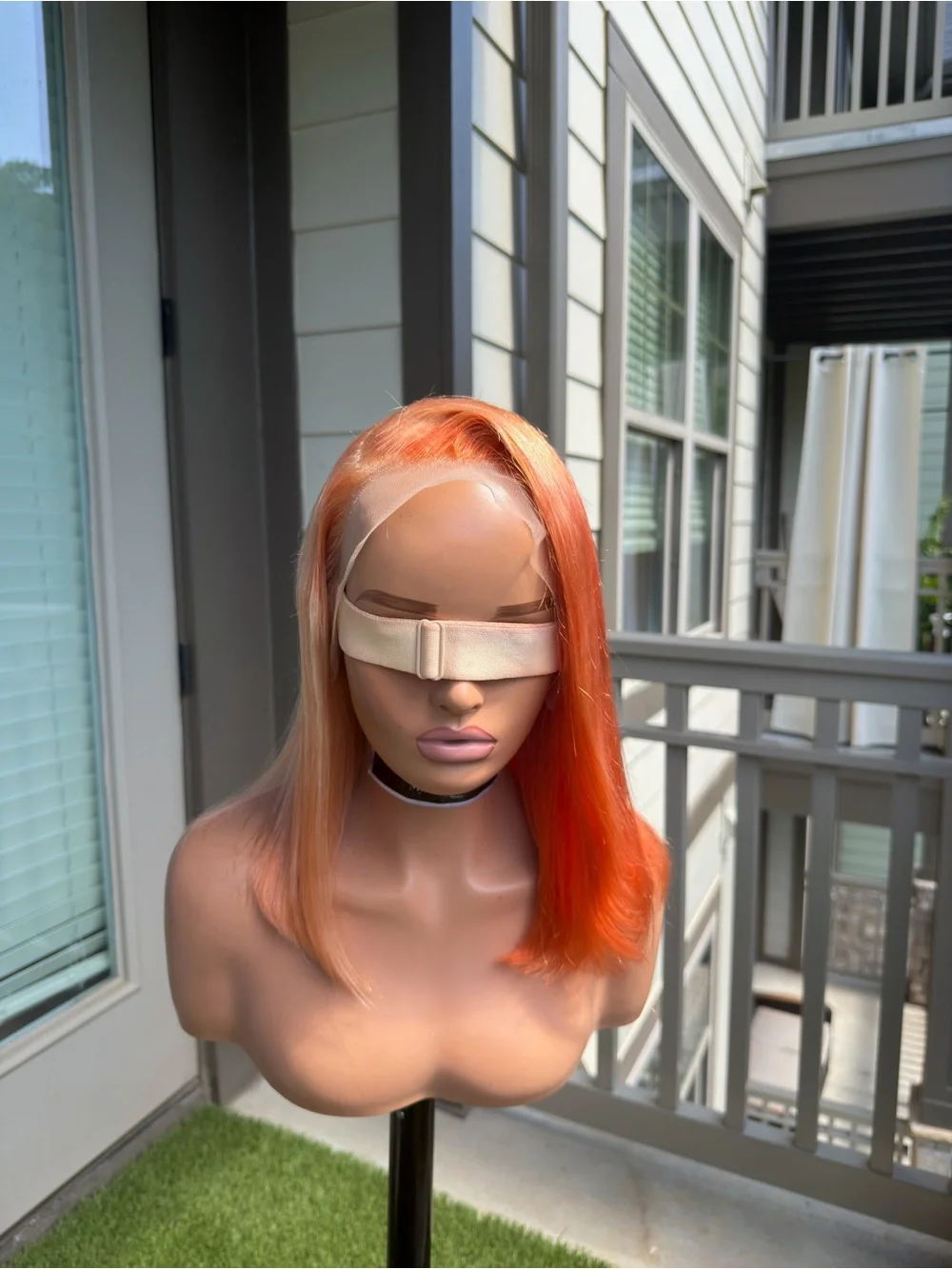 Orange Straight 14in 13x4 Lace Front Wig - Vibrant Orange Women's Human Hair